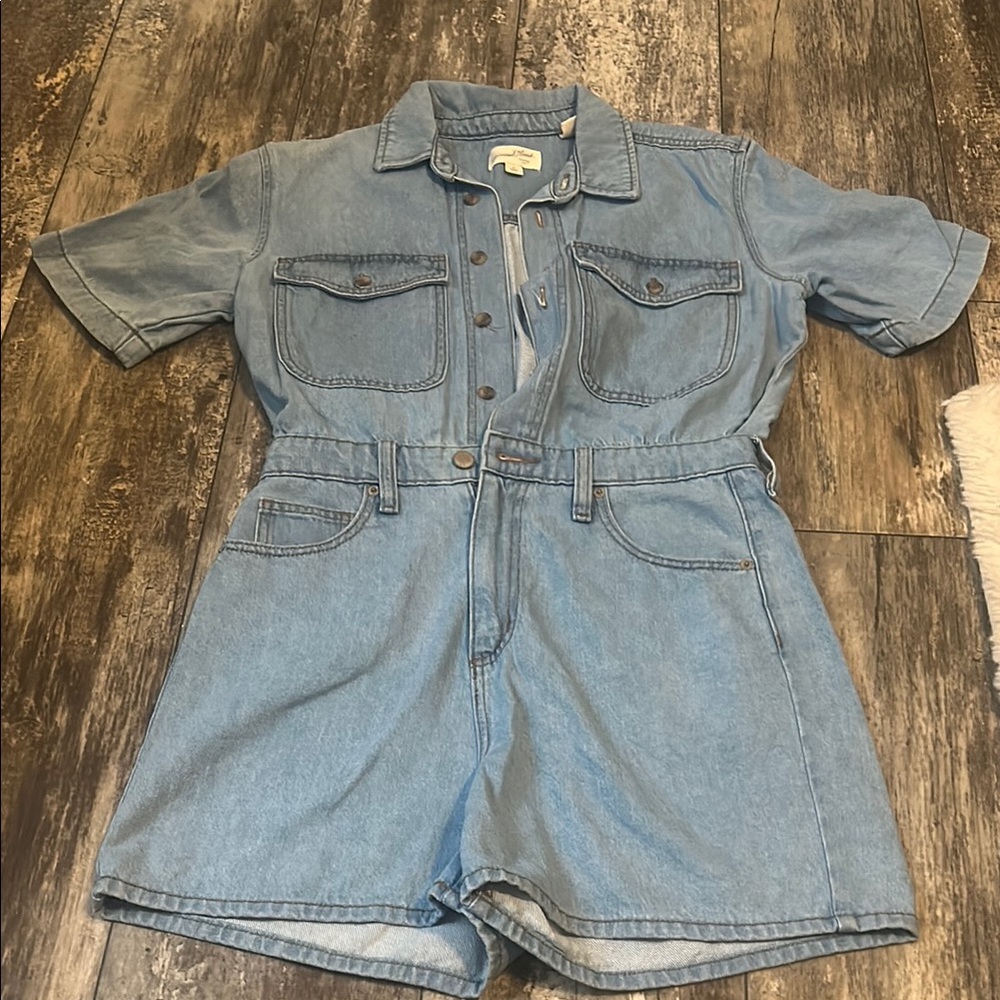 Light Wash Denim Short Romper